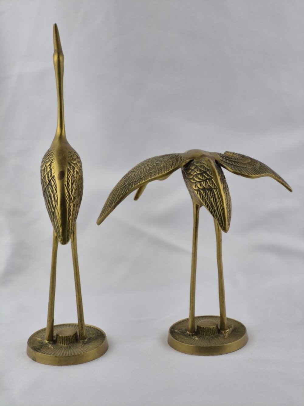 Vintage Leonard Silver Mfg Co. Solid Brass Crane Heron Figurines Korea Set of 2 - Picture 4 of 16